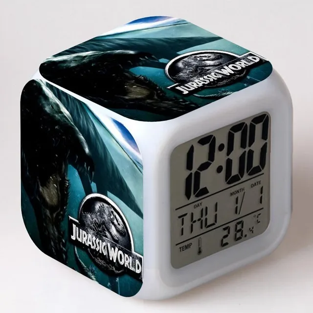 3d Film Jurassic Park Alarm Clocks Color changing Dinosaur