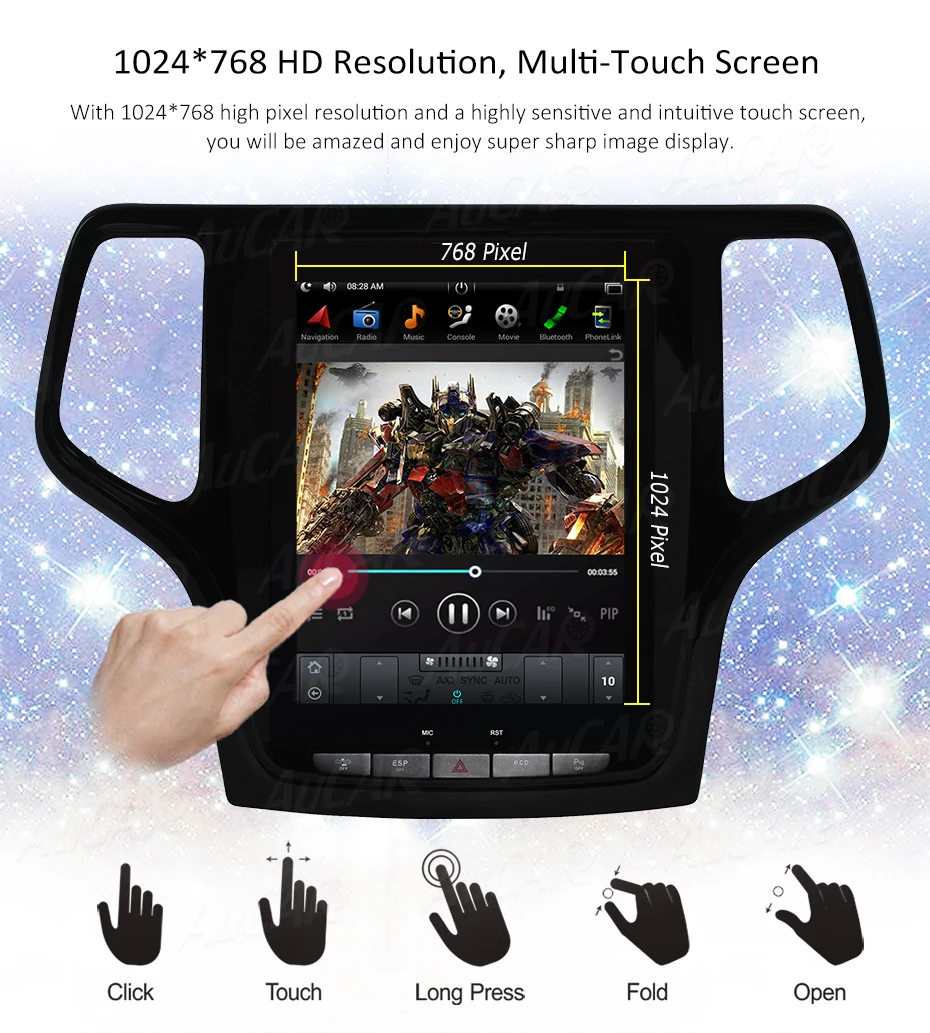 Flash Deal 2 DIN car radio Android 8.1 10.4" Tesla Style for Jeep Grand Cherokee 2014 2015 2016 2017 2018 1 DIN cassette player stereo HDMI 10