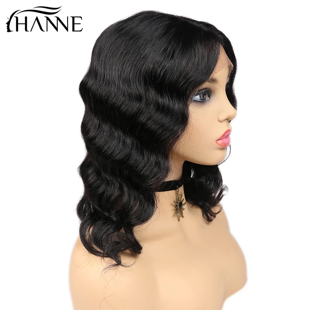 HANNE Hair Lace Front Middle Part Human Hair Wigs Loose Deep Wave Short Hair Wig Brazilian Glueless Wigs For Women