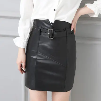 

2019 Women Slim Genuine Sheep Leather Skirt P18