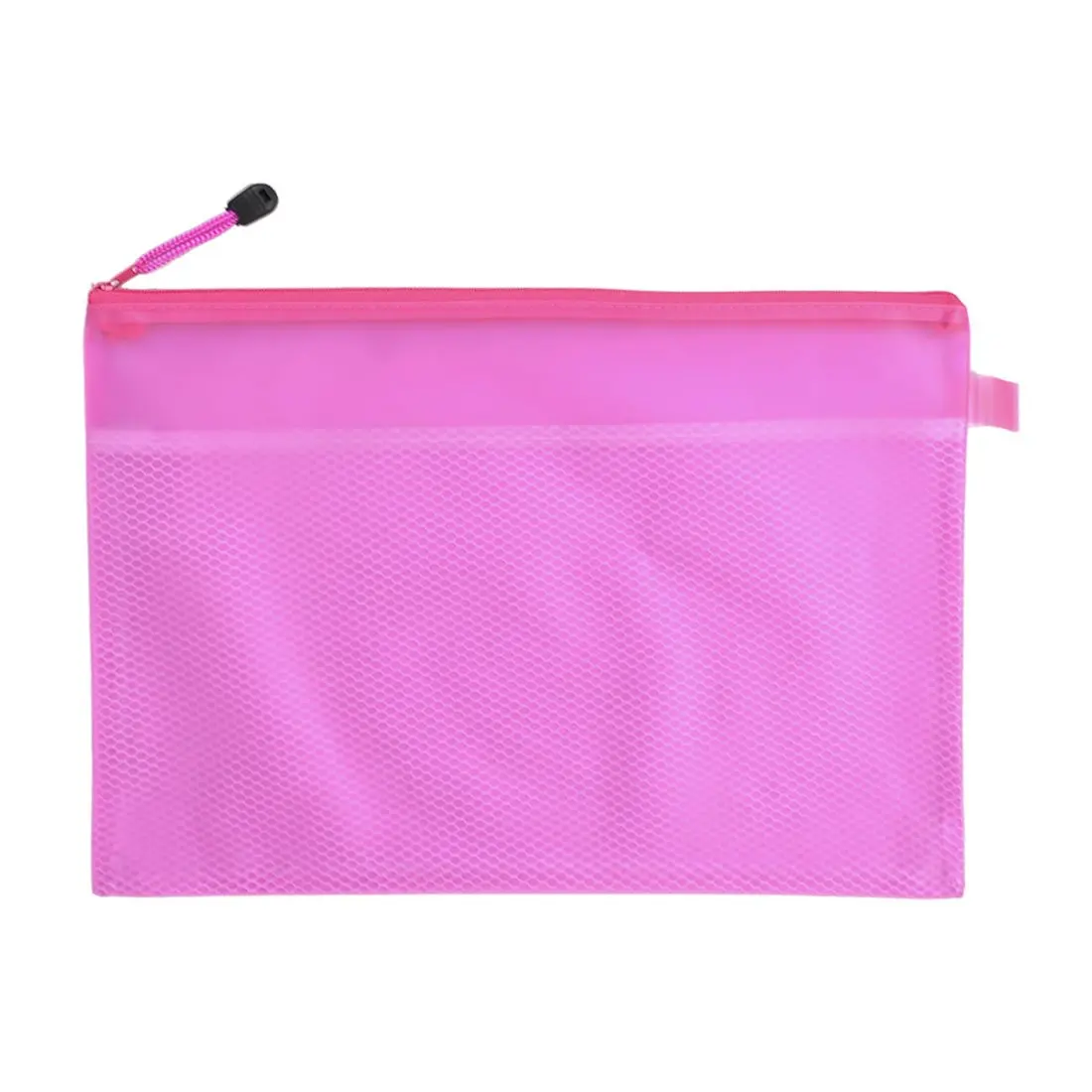 A4 Horizontal Zip up Two Compartments Fuchsia PVC File Folder Bagsin