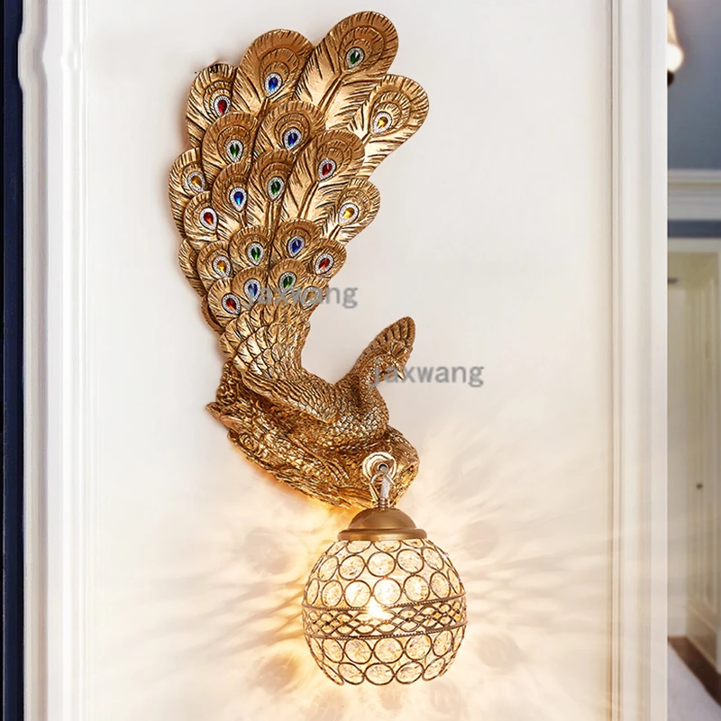 

European Led Wall Lamp Dining Living Room Decoration Wall Lights for Home Creative Loft Wall Art Retro Aisle Peacock Wall Light