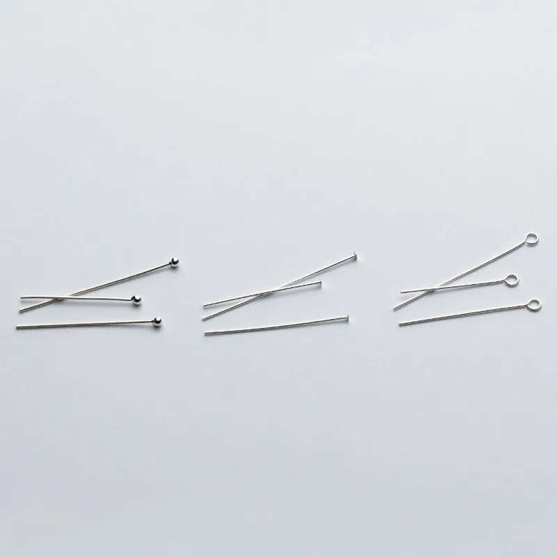 

5pcs/lot 100% 925 Sterling Silver Ball 9 Flat Head Pins 15-40mm Length Handmade Head Pin Needles DIY Jewelry Making Dia 0.6mm