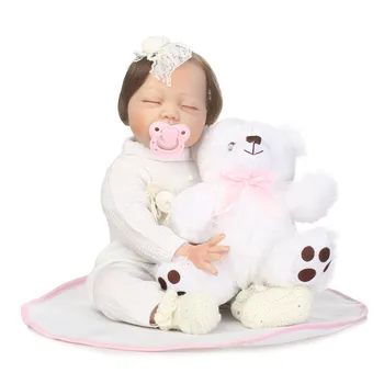 

22"55cm reborn silicone babies newborn dolls hand real reborn sleeping stylish girl toddlers dolls kids lovely birthday gift