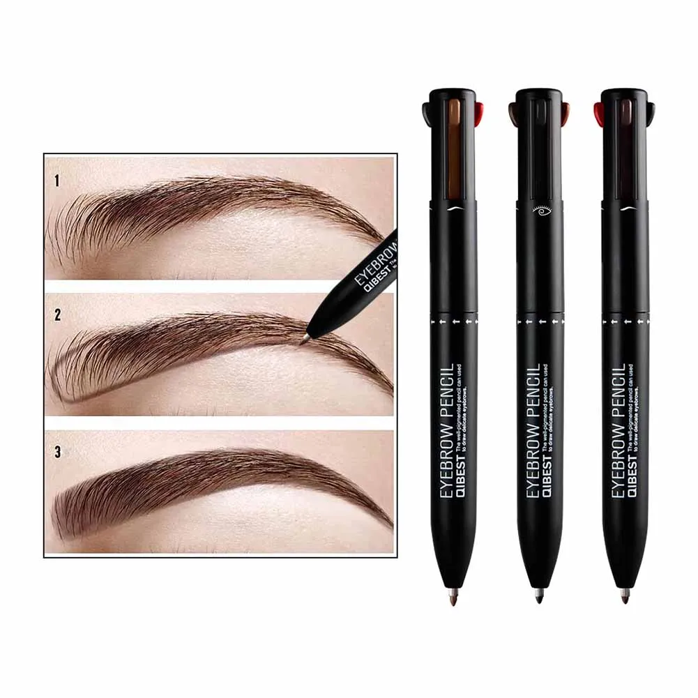 

High quality 4 colors in 1 Multifunctional Automatic Eyebrow Pencil Lip Liner Waterproof Longwearing YF2018