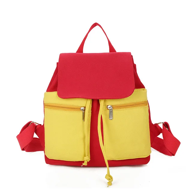 yellow canvas backpack