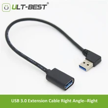 ULT-Best USB 3.0 Extension Cable Right Angle 90 Degree Male to Female Super Speed 5Gbps USB Data Sync Charging Cables Cabo