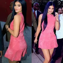 2017 frühling sleeveless wildleder dress a line celebrity kurze dress cocktail party kleider vestidos