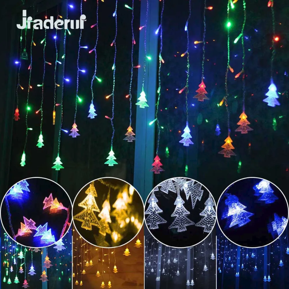

Jiaderui Christmas Tree Outdoor Decor Lights String New Year Christmas Decor Window Eaves Railing Pendant Decor LED String Light
