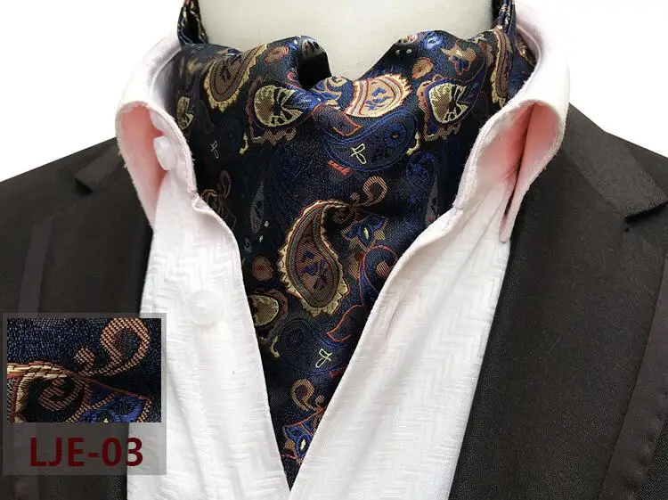 RBOCOTT, Мужская классическая Аскот с узором пейсли, клетчатый и цветочный галстук, винтажный Аскот для мужчин, свадебное, деловое, модное, вечернее ожерелье - Цвет: 03