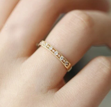 

Women's delicate crystal thin simple style Rings for banquet party wedding all-match fashion jewelry noble elegant Finger Rings
