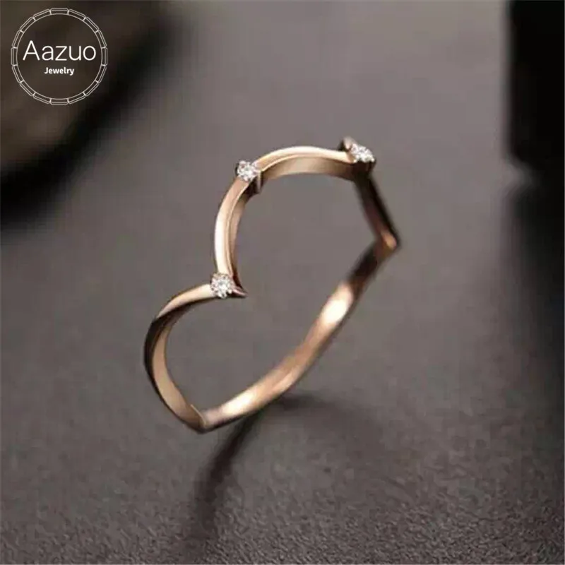 Aazuo с настоящими бриллиантами 18 K розовое золото Mirco проложили неправильное кольцо с волнообразными линиями для женщин очаровательные ювелирные изделия Мода любовь подарок крошечные тонкие Au750