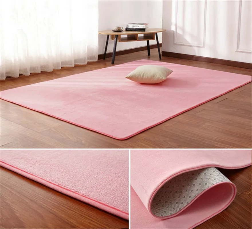Coral velvet carpet living room coffee table blanket bedroom bedside mat bed front room rug Tatami yoga mat 140cmx200cm pink rug