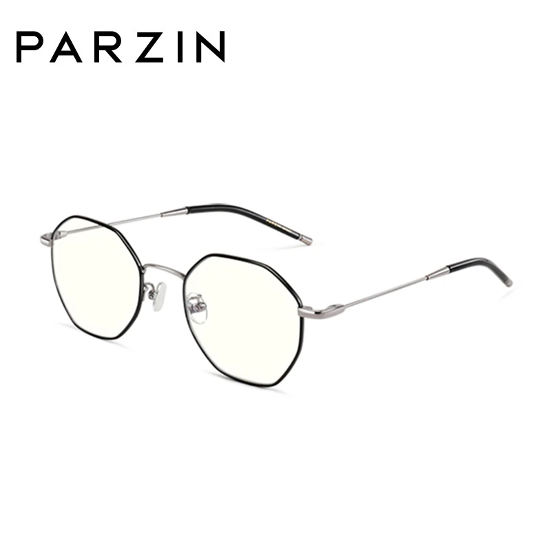 PARZIN, компьютерные очки для женщин и мужчин, полигональные очки из сплава для компьютера, синий светильник, блокирующие очки, аксессуары для очков 15738 - Цвет оправы: Black Silver