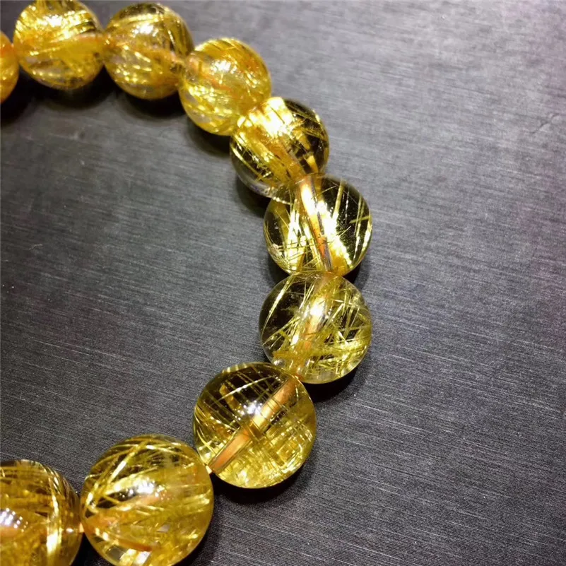 Natural Gold Rutilated Quartz Crystal Bracelet (3)