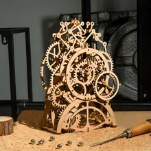 Robotime DIY 3D ahşap mekanik bulmaca modeli yapı kitleri lazer kesim eylem tarafından saat hediye oyuncaklar çocuklar için LG/LK/AM