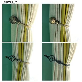 

2pcs/set Curtain Tieback Holder Hooks Tie Backs Bedroom Living Curtain Decoration Accessories Holdback Metal Curtain Hooks