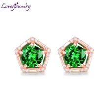 LOVERJEWELRY Элегантный Дизайн Твердые 14 к розовое золото свадебные алмаз натуральный цаворит юбилей женские серьги для любви подарок