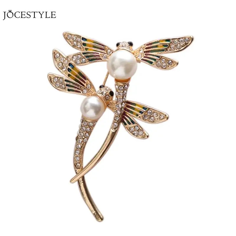 

Colored Drawing Dragonfly Brooch Pearl Shell Pearl Insect Xmas Wedding Pins Brooches Gift Garment Accessories