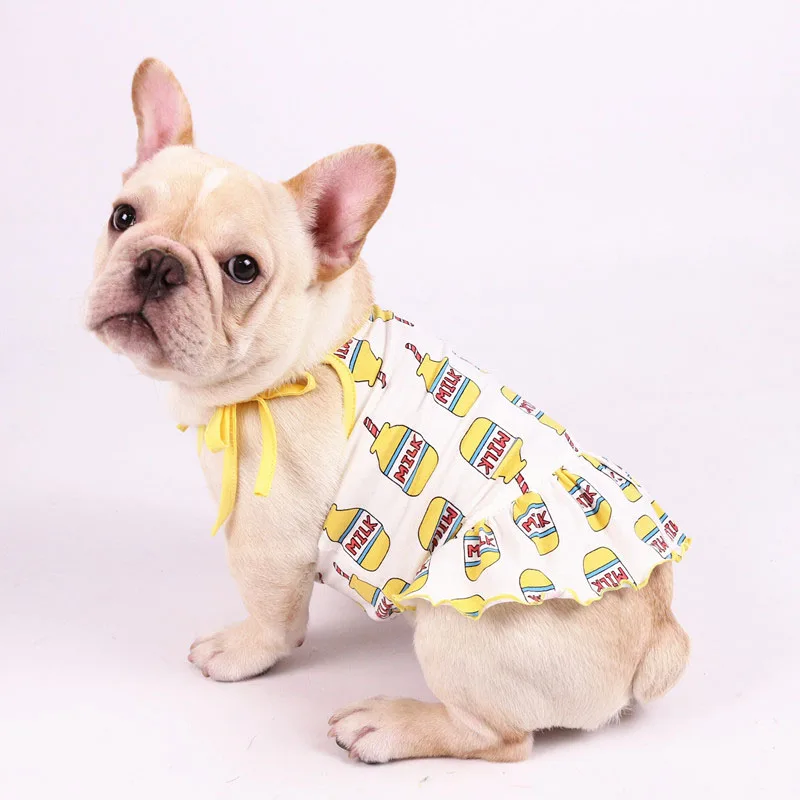 Французский бульдог Собаки Одежда для маленьких средних собак костюм пара собака костюм молочный принт костюм для животного рубашка
