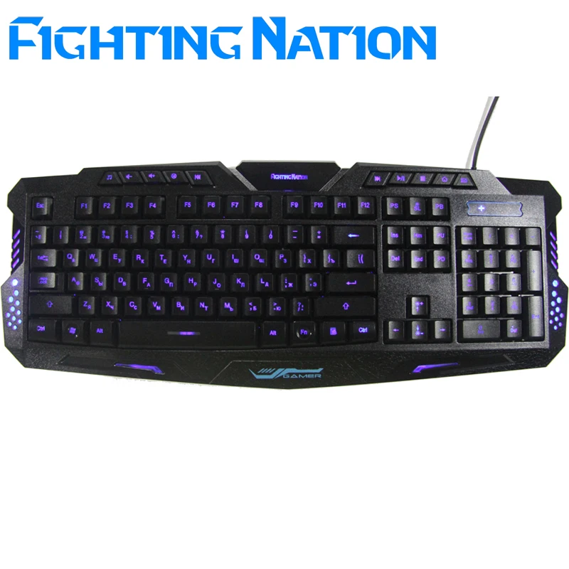 

Russian version letter Layout LED 3-Color Switch breathing backlit backlight keyboard USB Wired Gaming gamer PC/Laptop Computer