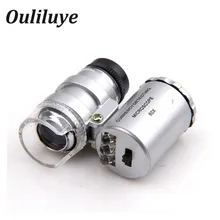 60X Mini Microscope Jeweler Loupe Lens Magnifying Glass Handheld Magnifier UV Currency Counterfeit Detector With LED Light 60X Mini Microscope Jeweler Loupe Lens Magnifying Glass Handheld Magnifier UV Currency Counterfeit Detector With LED Light