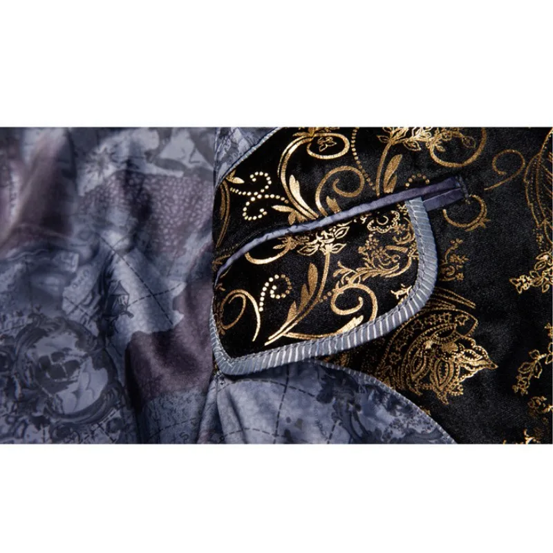 Новинка 2018 модный мужской костюм куртки золотой жаккардовый тканый Блейзер - Фото №1