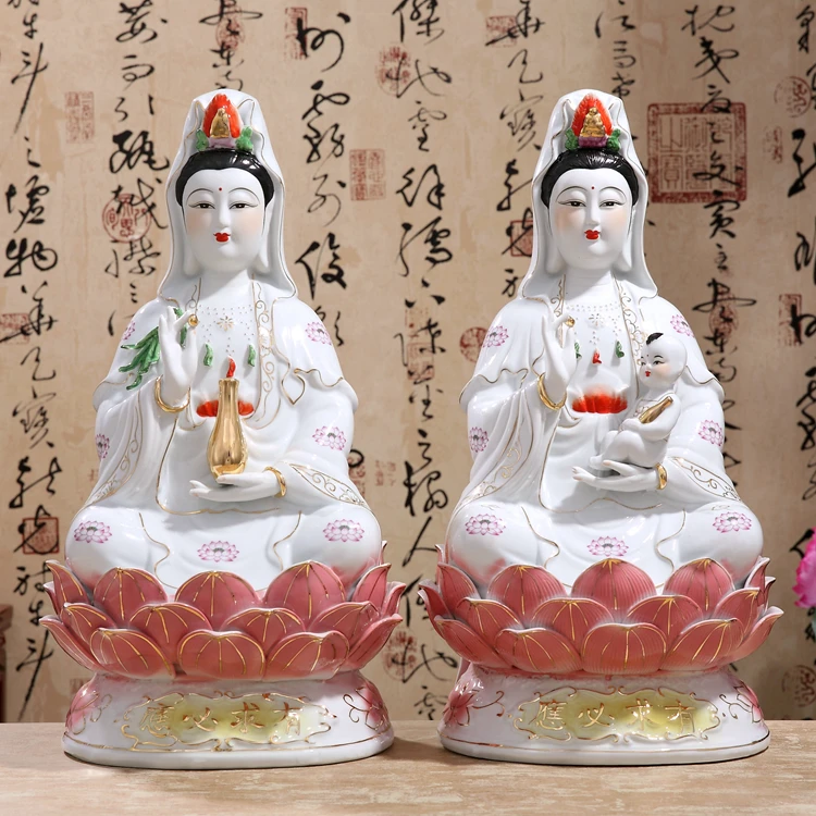 Ручная работа 12 дюймов статуя Гуаньинь/куань Инь сидя на лотоса статуя Будды Статуэтка