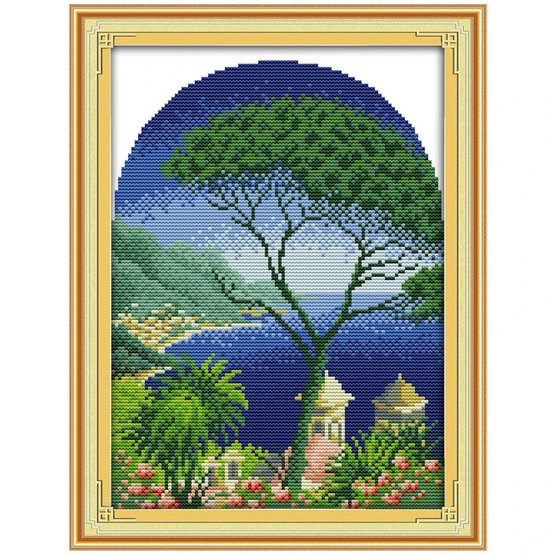 The evergreen tree Patterns Counted Cross Stitch 11CT 14CT Cross Stitch