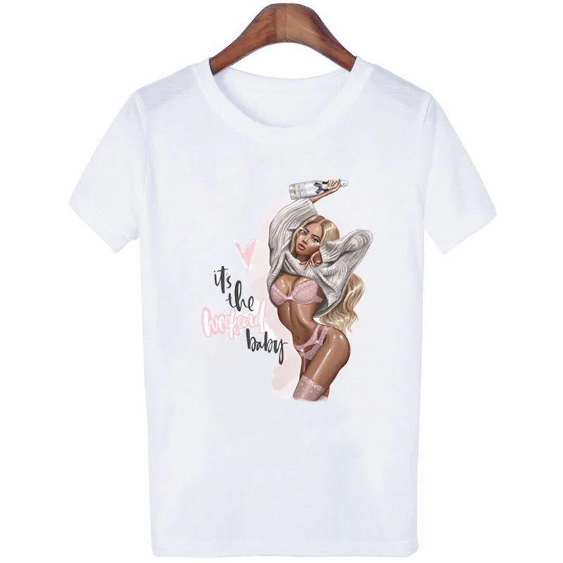 

FIXSYS Harajuku White Female T-shirt T Summer Tee Shirt Print Women T Shirt Fashion Short Sleeve Tops Tee Lady Casual Tees