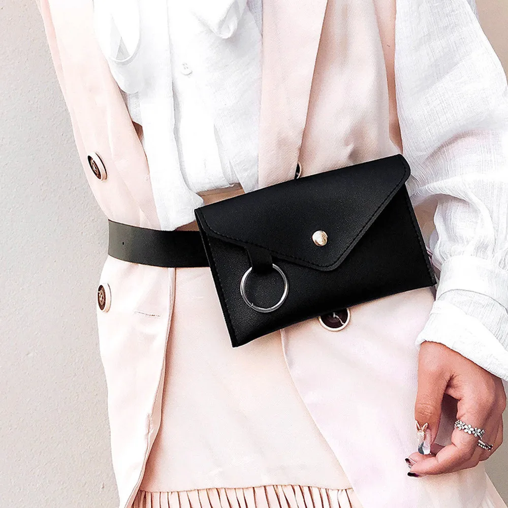 Fashion Women Pure Color Ring Leather Messenger Shoulder Bag Chest Bag ...