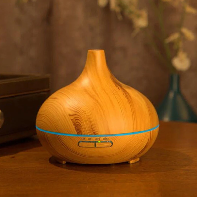 300ml Air Humidifier Essential Oil Diffuser Aroma Lamp Aromatherapy Electric Aroma Diffuser Mist Maker for Home-Wood