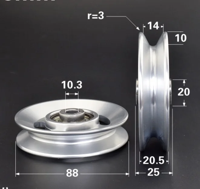 

2Pieces/Lot Diameter:88mm Fitness Equipment Fittings Roller Aluminum Alloy Guide Wheel Crane