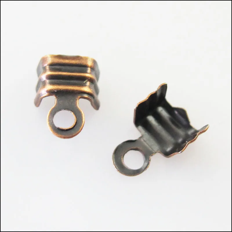 250Pcs Necklace/Cord Crimp End Caps W/Loop 4x9mm Antiqued Copper