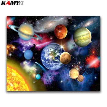 

5D DIY squre and round Diamond embroidery Planet collides with Earth Solar burst Diamond mosaic Home Decoration Painting LXJ