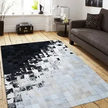 Американский стиль, универсальный черно-белый смешанный ковер пэтчворк из воловьей кожи, большой размер, ковер для гостиной, декоративный ковер для виллы