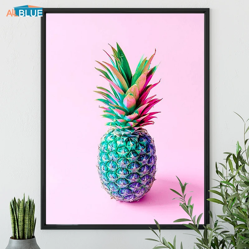 

Poster Nordic Pink Wall Art Canvas Painting For Girl Bedroom Posters and Prints Potted Plant Cactus Pineapple Decorative Picture