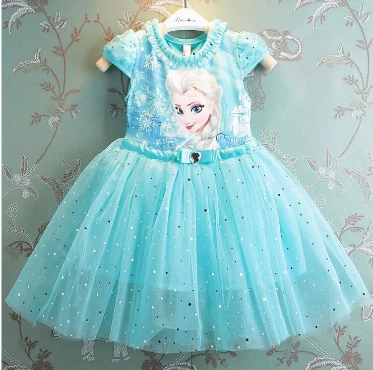 Платье Эльзы и Анны высокого качества; платье для девочек; праздничные платья для костюмированной вечеринки; платье-пачка принцессы для маленьких детей; vestidos Fever; платье - Цвет: blue