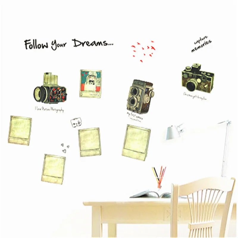 Follow Your Dreams...-Fashion Retro Camera Room Wall Sticker | Дом и сад