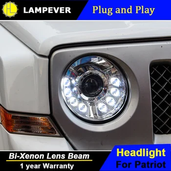 

Lampever Styling for Jeep Patriot Headlights 2010-2014 Patriot LED Headlight LED DRL Bi Xenon Lens High Low Beam Parking