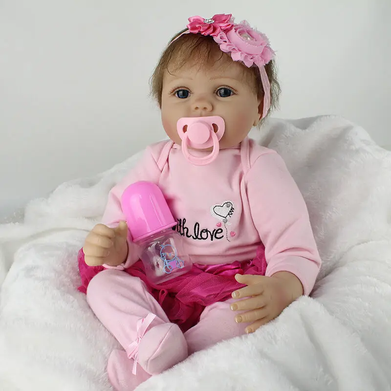 22 дюймов Reborn Baby Doll реалистичные мягкие виниловые новорожденный как живой Bebe Детские Подарочные игрушки для детей силиконовая кукла