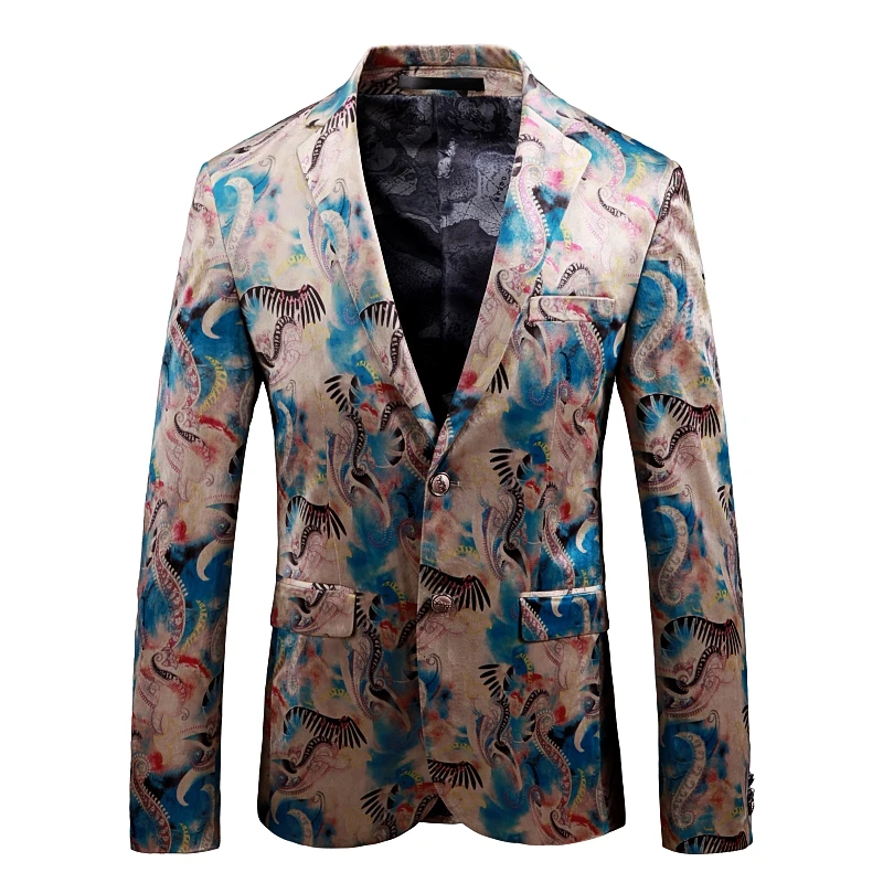 Super Quality Slim Fit Blazer Mens Floral Blazers Floral Prom Dress Blazers Elegant Wedding Blazer And Suit Jacket Men 12#35D50