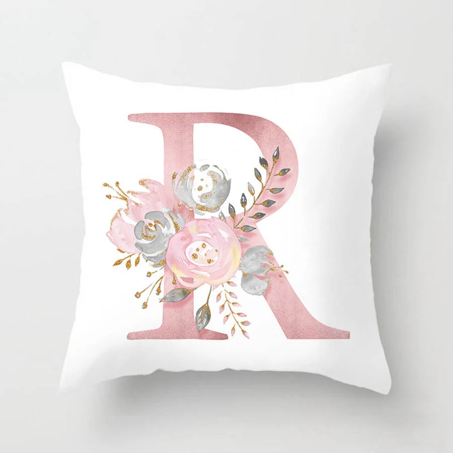 

New Decorative Letter A-Z Pillow Case Digital Printed Single Soft Peachskin Velvet Chair 44*44cm