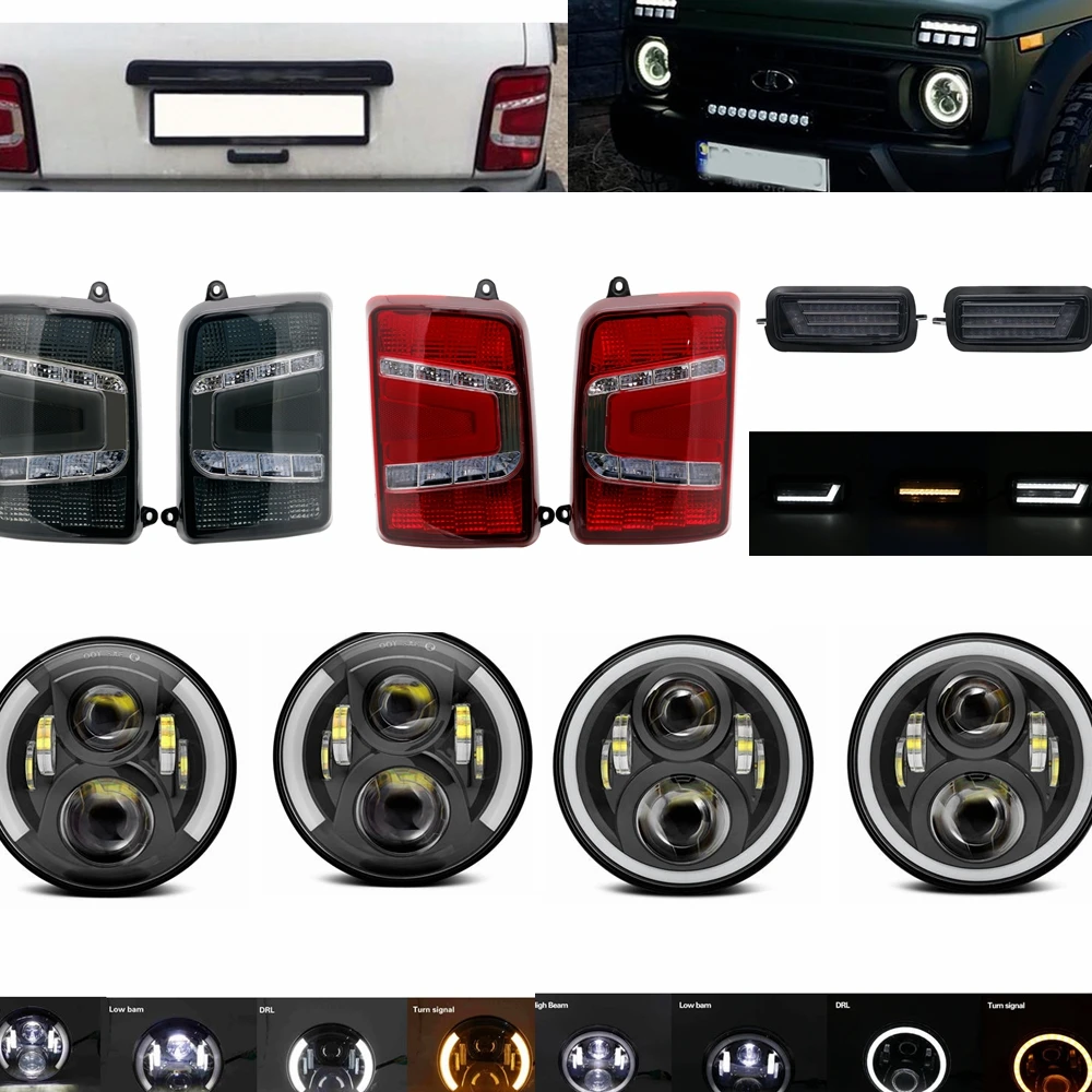 

2019 Remoulded DRL Tail light Headlight For Lada Niva 4X4 1995 LED DRL lights with Running Turn Signal Function Accessories