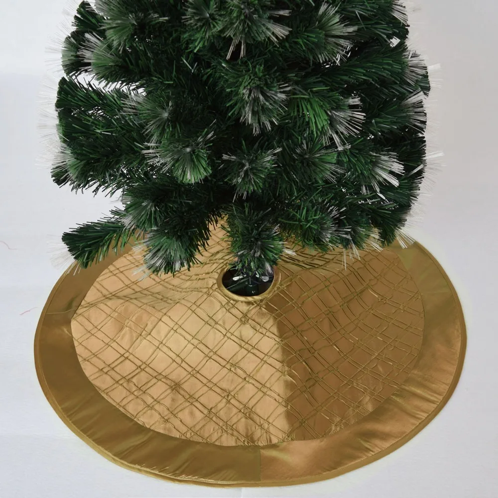 Free Shipping 50"/36" Handcraft Pintuck Faux Silk Christmas Tree Skirt