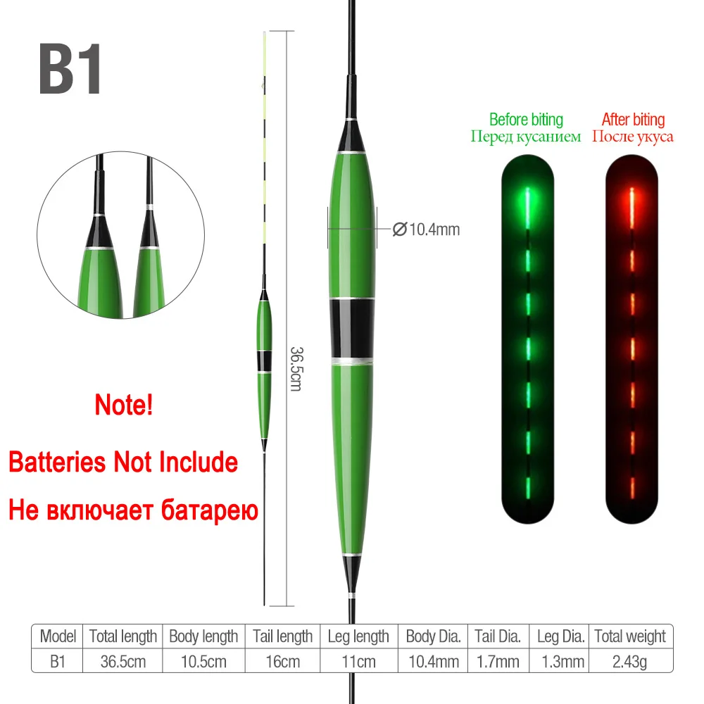 DONQL умный светодиодный светильник, поплавок для рыбной ловли, автоматически напоминающий светящийся поплавок, Электрический ночной рыболовный буй без батареи - Цвет: B1 (NO Battery)