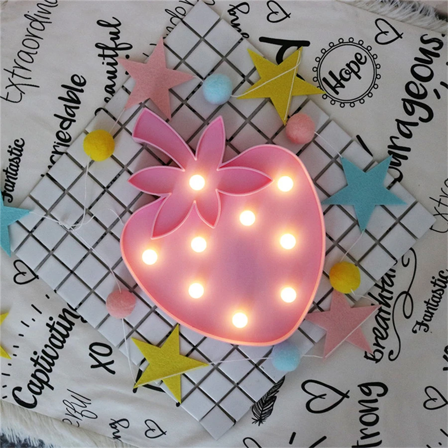 

Pretty Cute Strawberry Night Light Baby Room Sleeping Light Bedroom Party Wedding Birthday Home Decro Night Lamp Best for Gifts