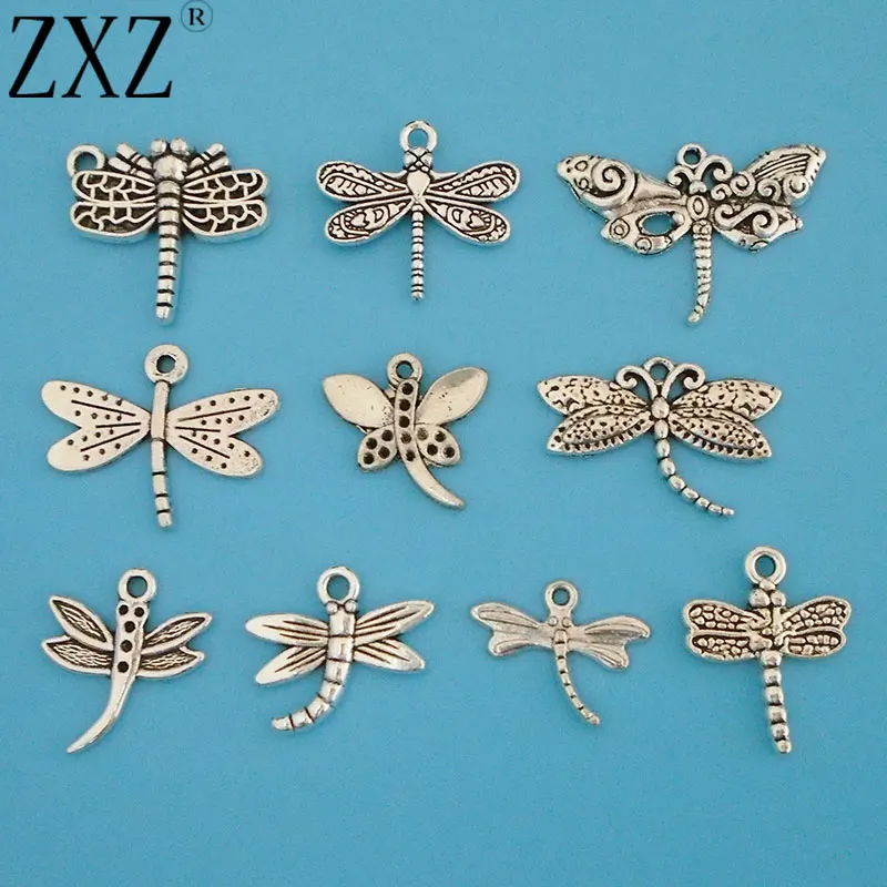 

ZXZ 10pcs/lot Antique Tibetan Silver Tone Dragonfly Insect Charms Pendants Beads DIY Jewelry Making Findings