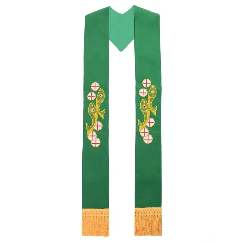 Зеленый палантин Clergy одиночный вышитый w кисточки палантины для жилетов/Chasuble - Цвет: Type 2