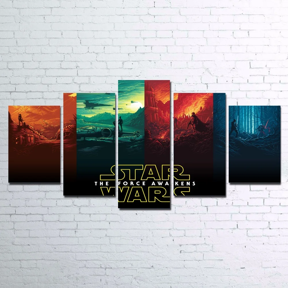 5 Pieces Star Wars The Force Awakens Modern Home Wall Decor Canvas Picture Art HD Print Painting